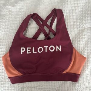 Peloton burgundy and orange sports bra size S